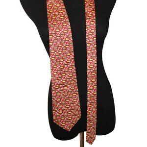 VTG Saks Fifth Avenue SILK Nautical Red Anchors Flags Blue Yellow Flag EUC